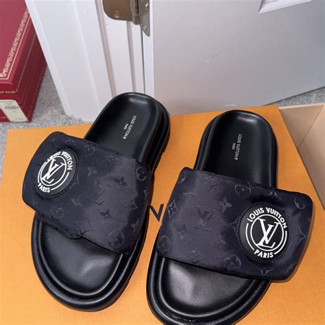 louis vuitton pool slides women& 39|louis vuitton slides on sale.